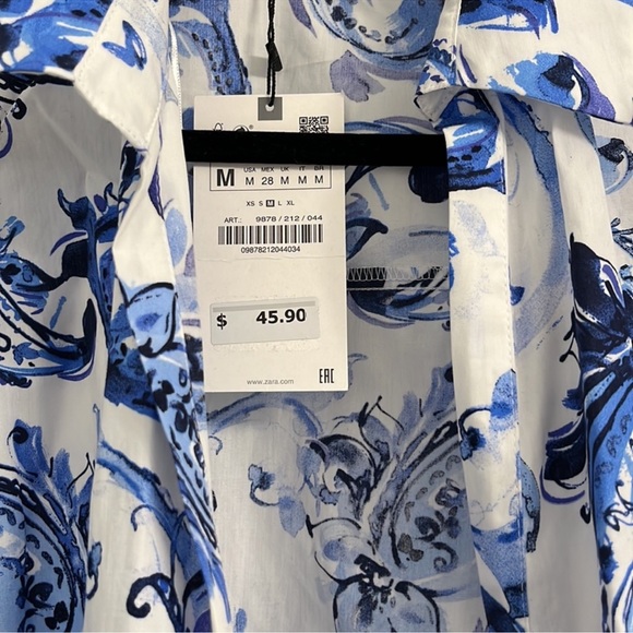 Zara blue and white button down shirt size medium NWT - Picture 6 of 7
